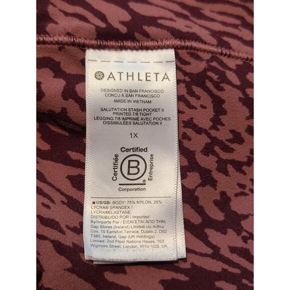 Athleta Salutation Stash pocket 7/8 legging mauve pink animal print - 1X - Picture 6 of 8